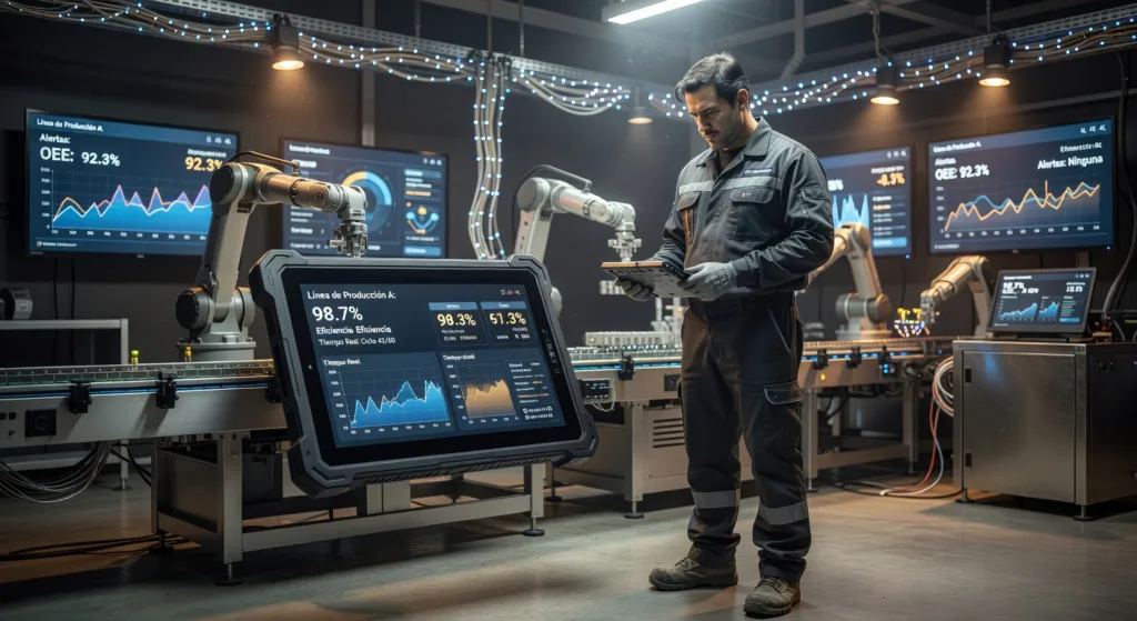 IMAGEN: Aplicaciones para monitoreo industrial en dashboard tiempo real optimizando plantas y reduciendo downtime en 2026